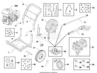 Main Unit Diagram and Parts List for 020753-00  Briggs and Stratton Pressure Washer